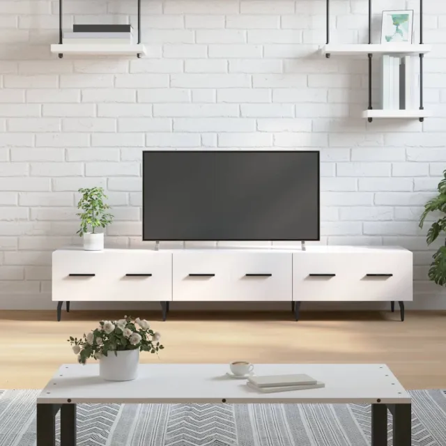 vidaXL Tv-meubel 150x36x30 cm bewerkt hout hoogglans wit, foto 2