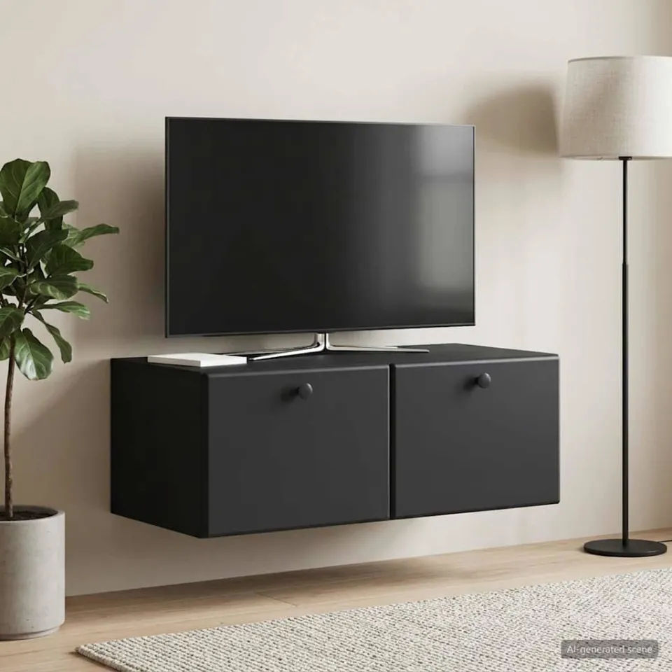 vidaXL Wandbeugel TV-kast 78,5 x 41 x 30 cm Zwart Bewerkt hout, foto 4