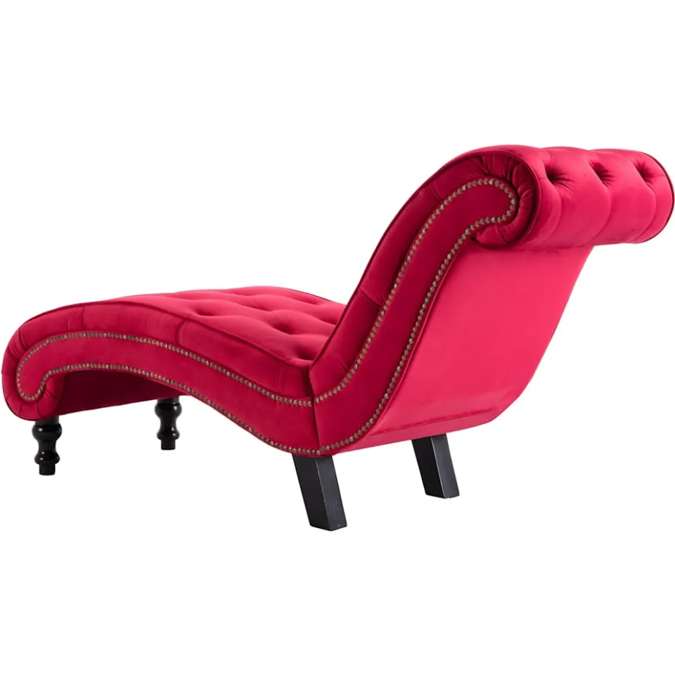 vidaXL Chaise longue fluweel rood, foto 4