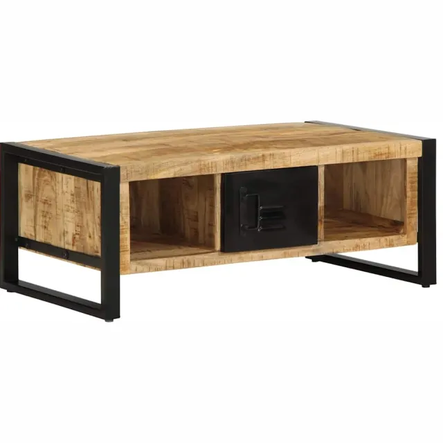vidaXL Salontafel 90x50x36 cm massief ruw mangohout bruin