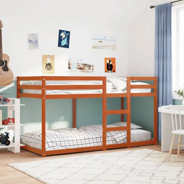 vidaXL Stapelbed massief grenenhout wasbruin 80x200 cm bruin