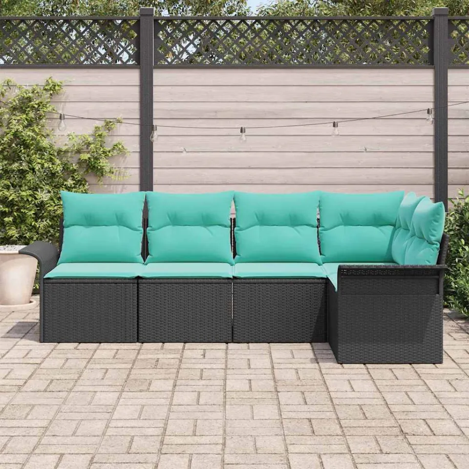 vidaXL Tuin Sofa Set 5 st Zwart poly rattan, foto 3