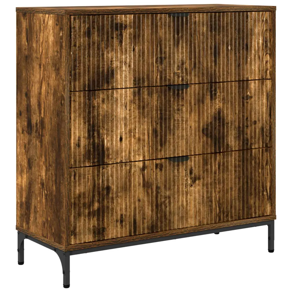 vidaXL Dressoir Gerookt eiken 79,5 x 33 x 82 cm Bewerkt hout, foto 3