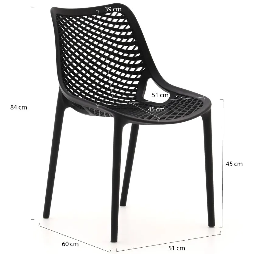 Forza Furniture Forza Ripi/Canzo 80cm dining tuinset 5-delig stapelbaar inklapbaar grijs, foto 3