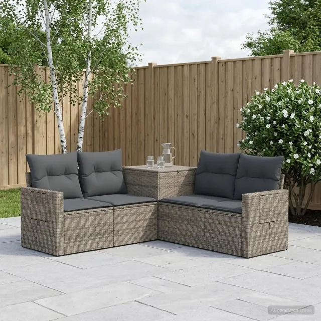 vidaXL Bankstel 5 st Grijs en Donkergrijs 179 x 179 x 85 cm