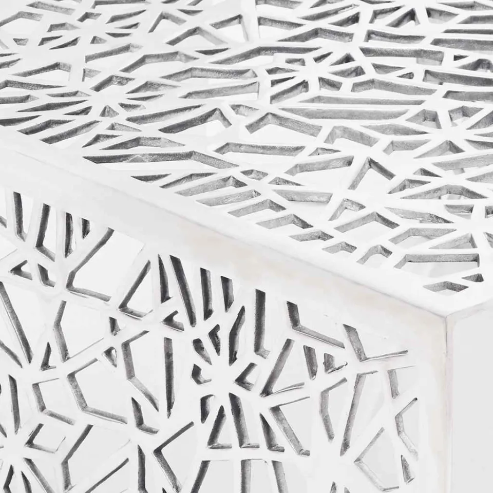 vidaXL Salontafel opengewerkt ontwerp aluminium zilverkleurig, foto 4