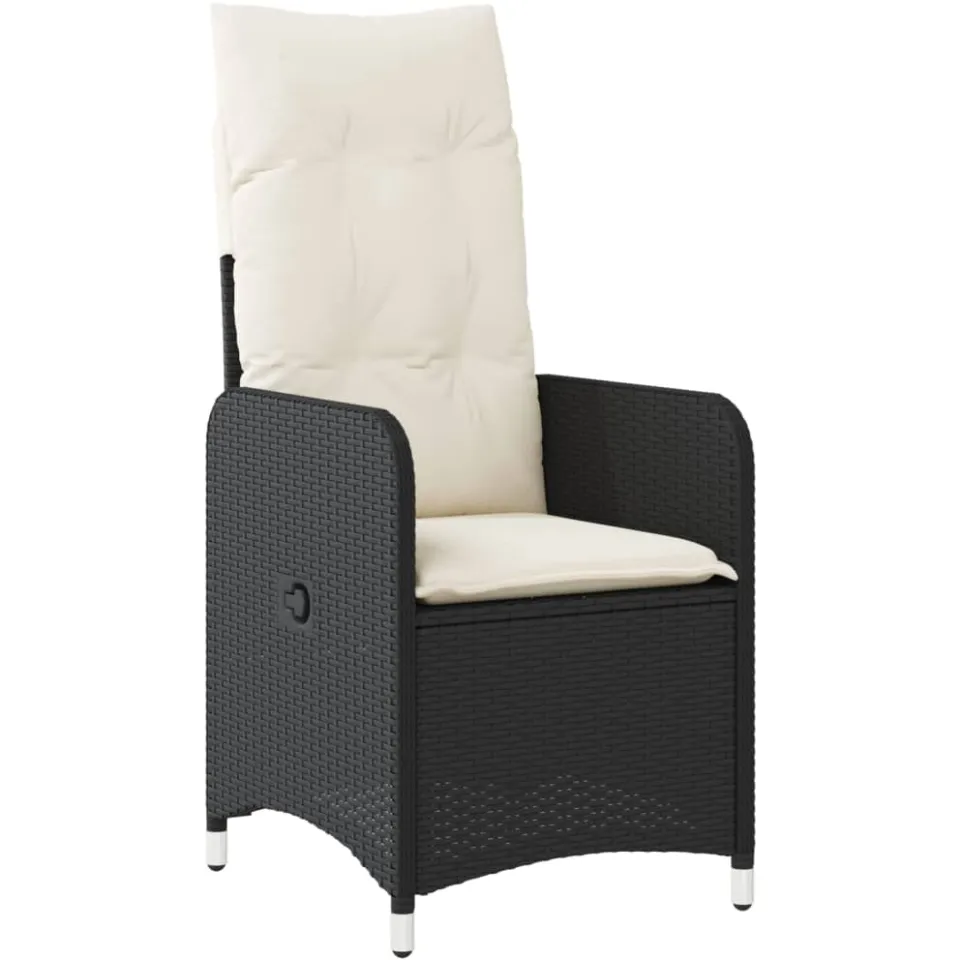 vidaXL 7-delige Bistroset met kussens poly rattan zwart, foto 4