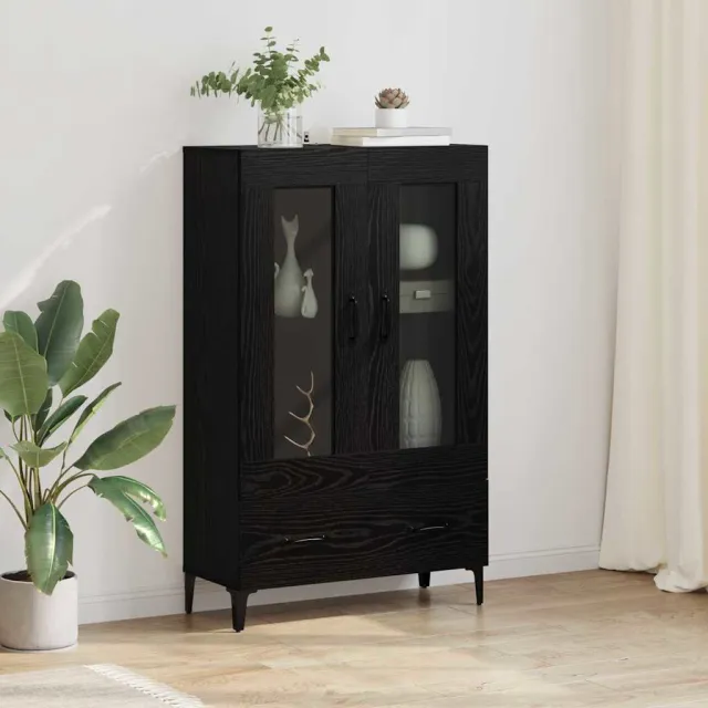 vidaXL Highboard Zwart Eiken 70 x 31 x 115 cm Gemonteerd hout en ijzer, foto 2