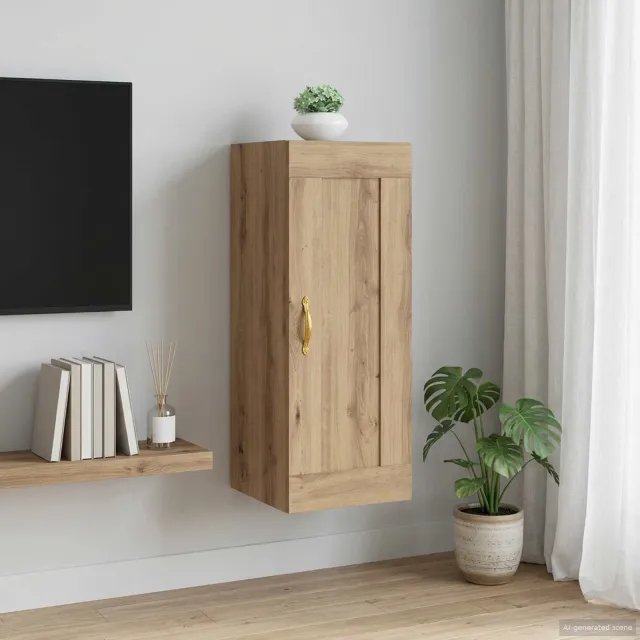 vidaXL Wandkast Artisanaal eiken 34,5 x 34 x 90 cm Bewerkt hout Bruin