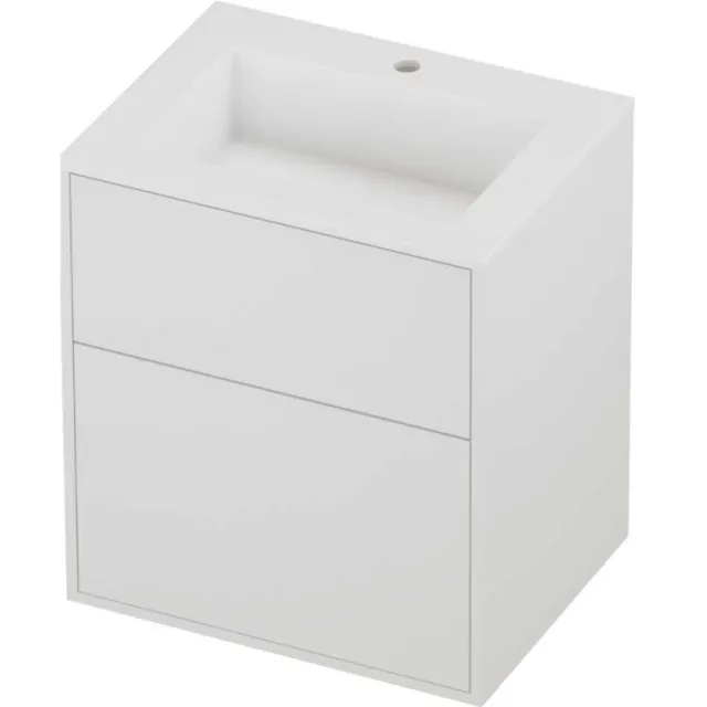 Proline Aristo Badmeubelset Polystone Elegant 1 Kraangat Voor Grepen 60x46x67 cm Mat Wit Mat White