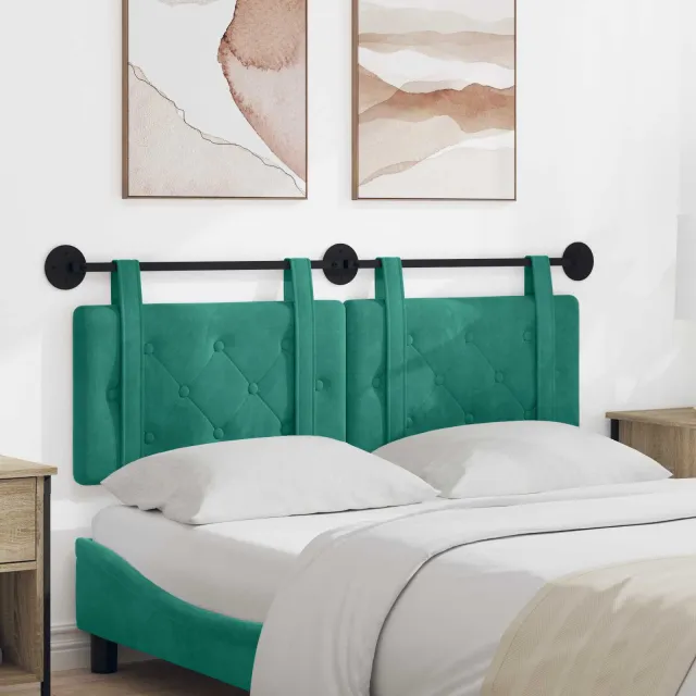 vidaXL Hangend hoofdbord Turquoise Fluweel