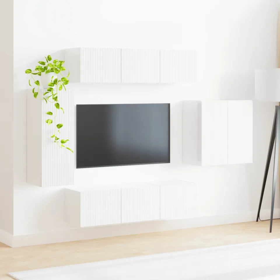 vidaXL TV Wandkast Set 6 st Wit, foto 4