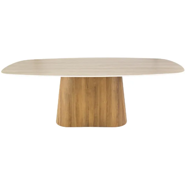 Nest of Nora Eettafel Sorell - Deens ovaal 215 cm - 3D Keramiek travertin eetkamertafel lichtbruin
