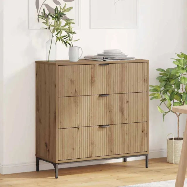 vidaXL Dressoir met lade Artisan Eiken 79,5 x 33 x 82 cm Bewerkt hout Bruin