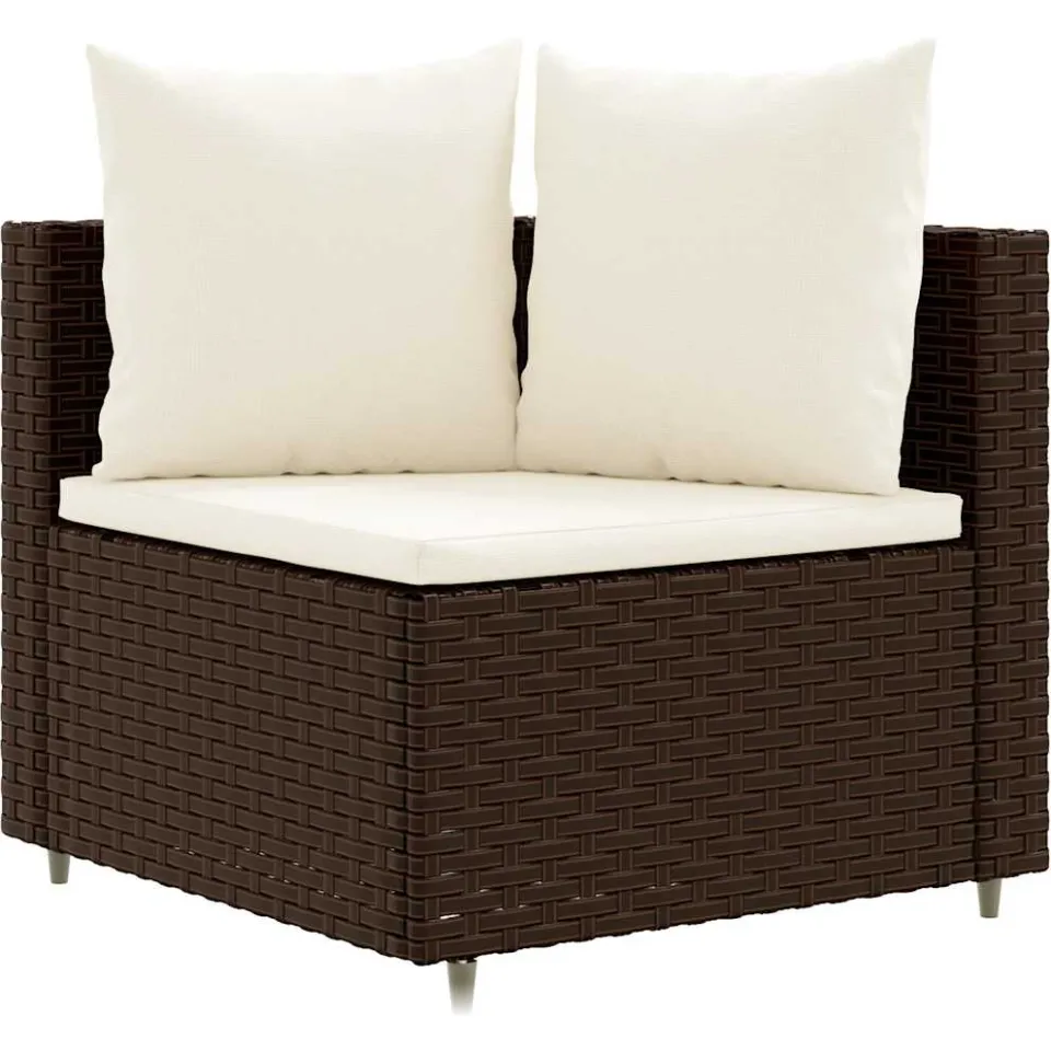 vidaXL 5-delige Loungeset met kussens poly rattan bruin, foto 3