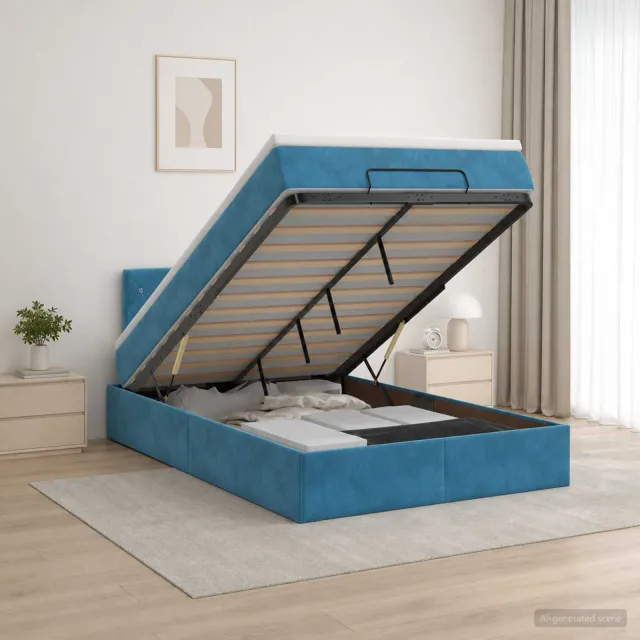 vidaXL Ottoman bed met matras Donkerblauw 120 x 190 cm Fluweel