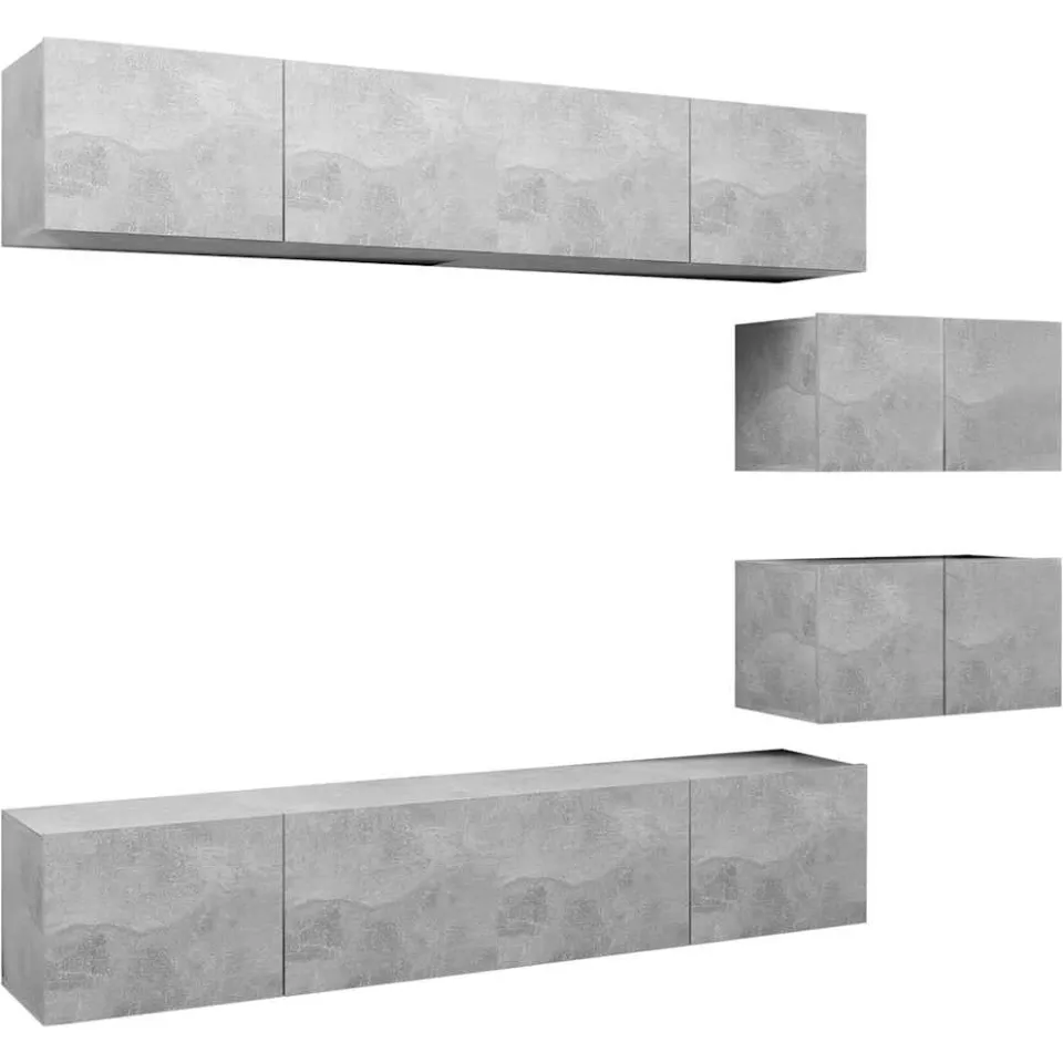 vidaXL 6-delige Tv-meubelset bewerkt hout betongrijs grijs, foto 3