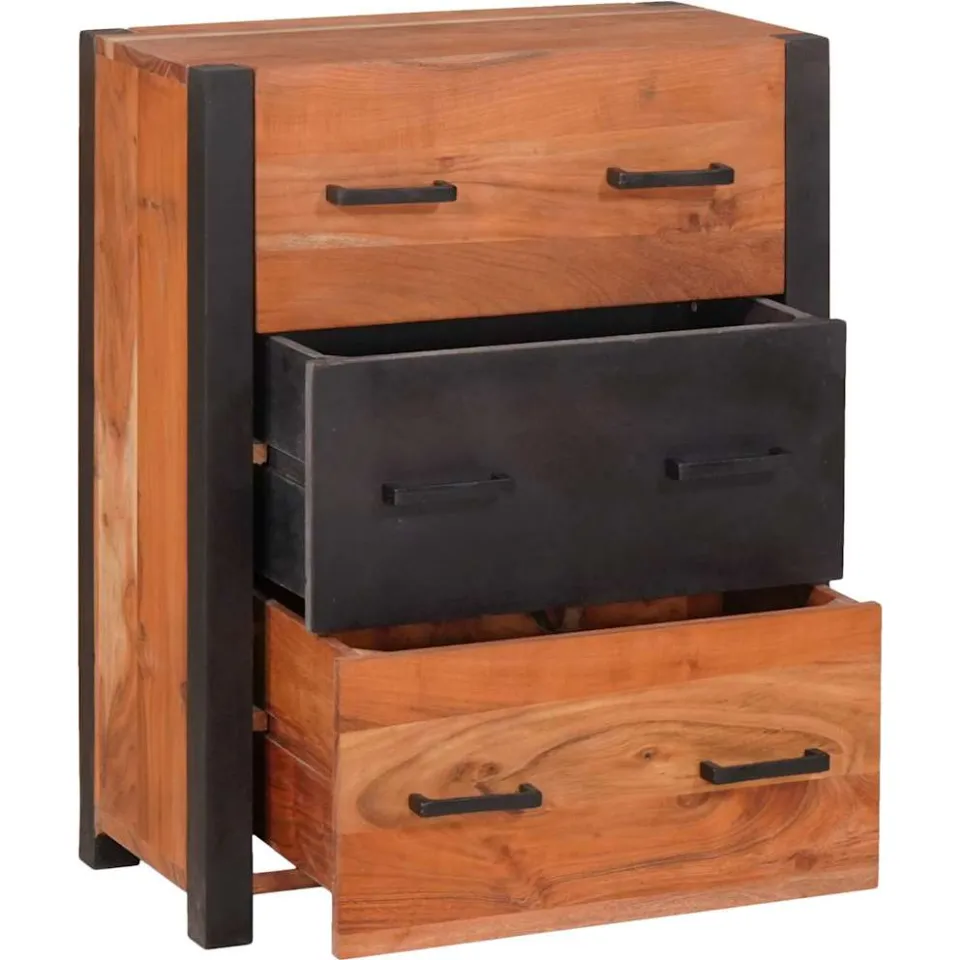 vidaXL Dressoir met lade Bruin 55 x 30 x 75 cm Massief Acaciahout, foto 2