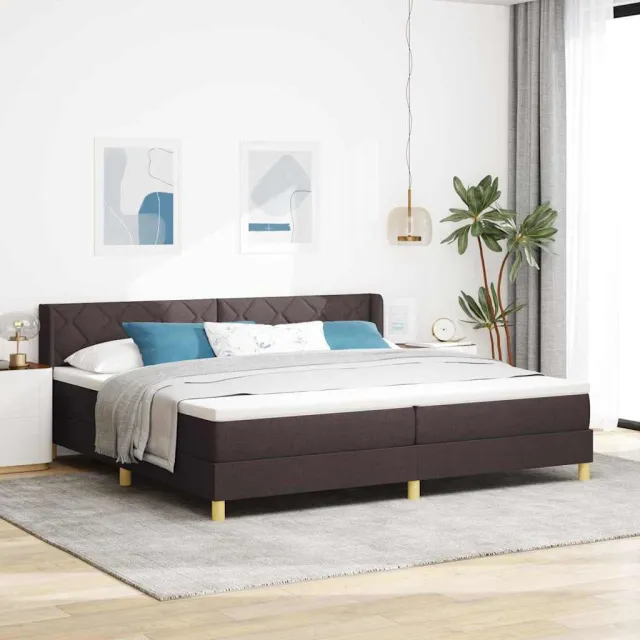 vidaXL Boxspringbed met hoofdeinde Donkerbruin 200 x 200 cm Stof