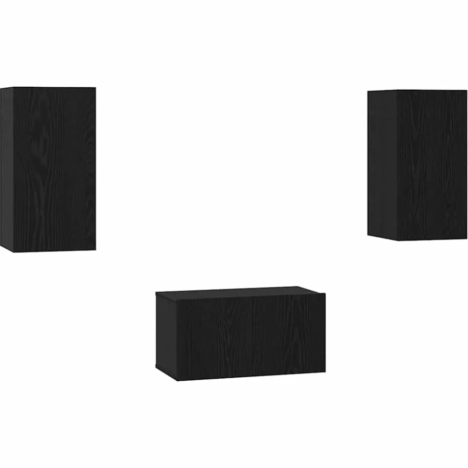 vidaXL Tv-meubelset 3 st Zwart Eiken Bewerkt hout, foto 3
