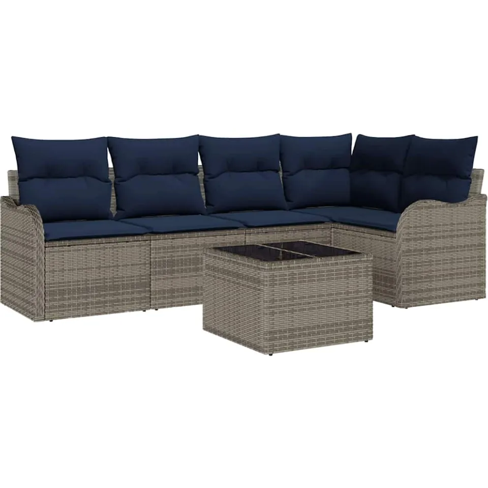vidaXL Tuin Sofa Set Grijs poly rattan