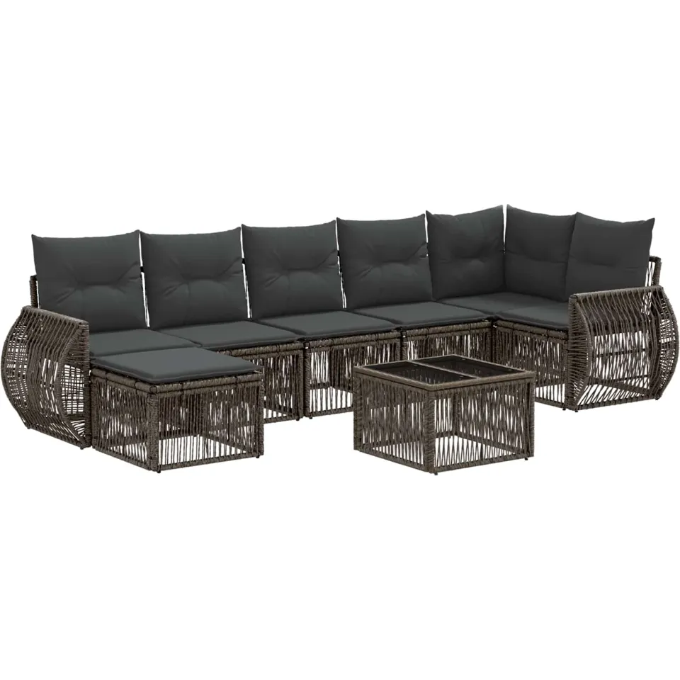 vidaXL Tuinbankenset 8 st Grijs en Donkergrijs poly rattan, foto 3