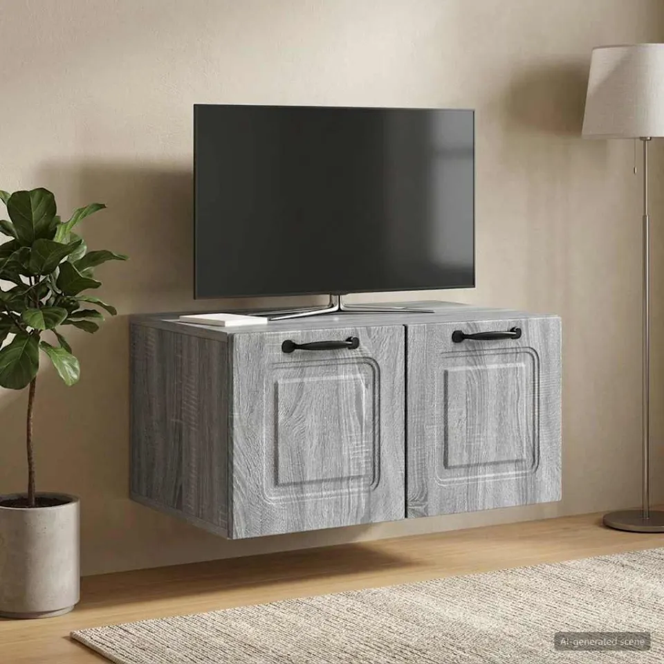vidaXL Wandbeugel TV-kast Grijs sonoma 59,5 x 41 x 30 cm Bewerkt hout, foto 4