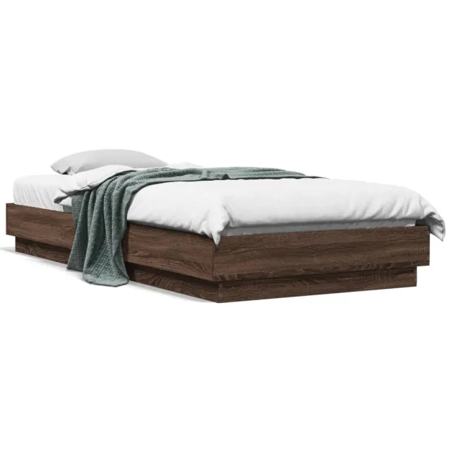 vidaXL Bedframe met LED-verlichting bruin eikenkleurig 100x200 cm