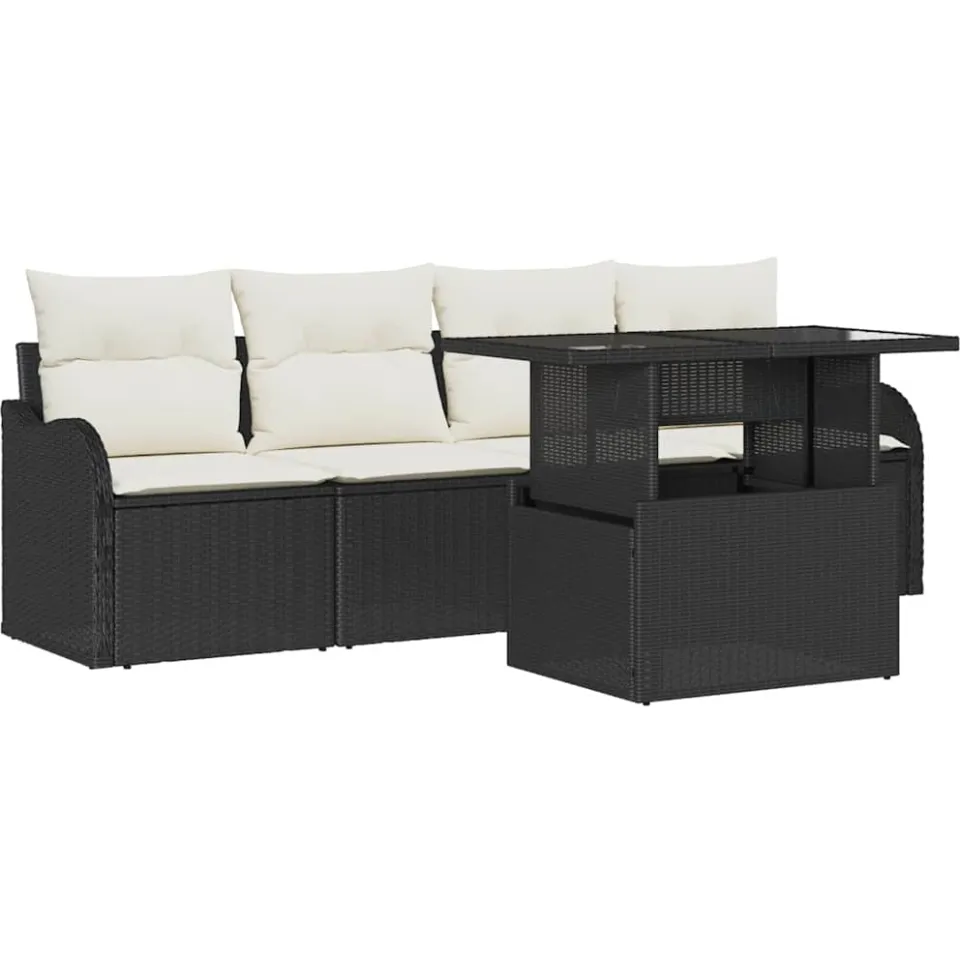 vidaXL Tuin Sofa Set 5 st Zwart Poly riet