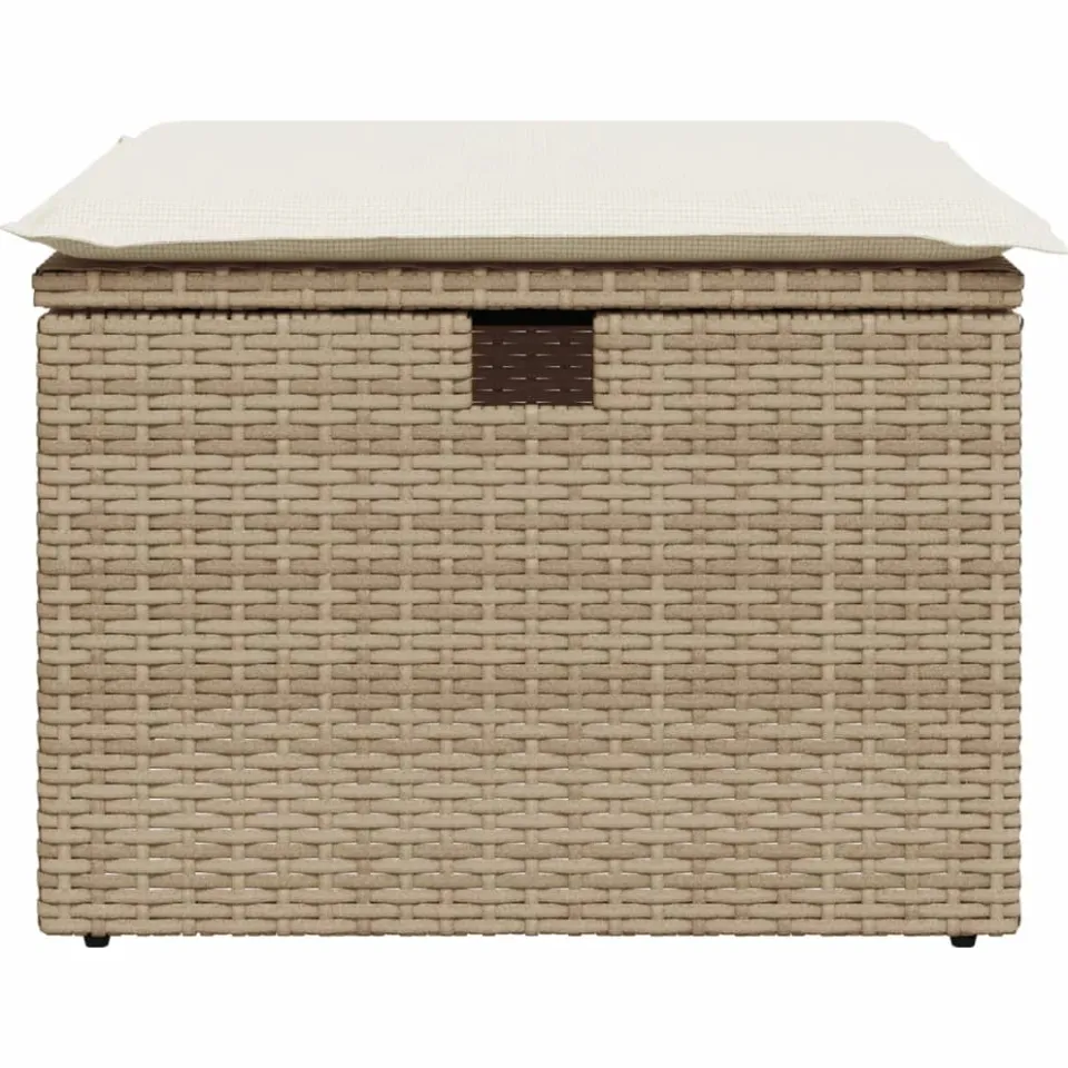 vidaXL Tuinkruk met kussen 55x55x37 cm poly rattan beige, foto 4