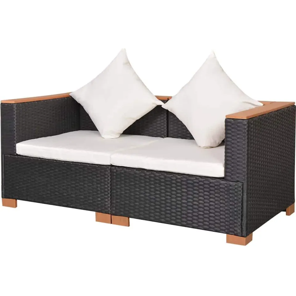 vidaXL Tuinbank poly rattan zwart
