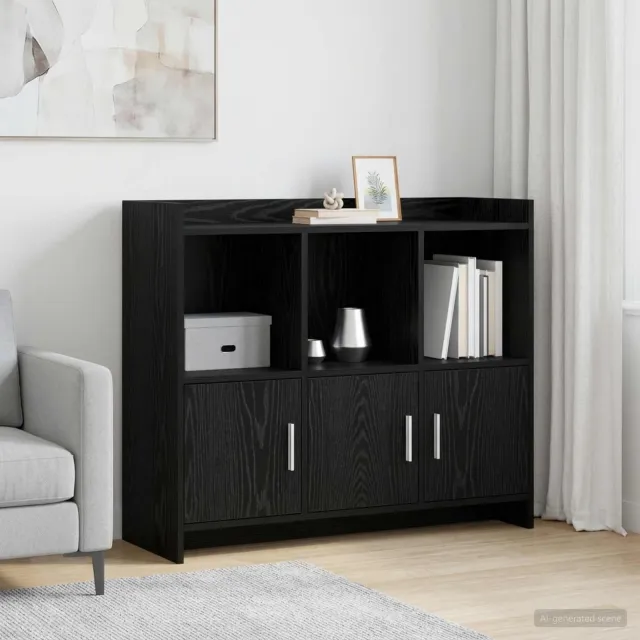 vidaXL Dressoir Zwart eiken 98,5 x 33 x 80 cm Bewerkt hout, foto 2