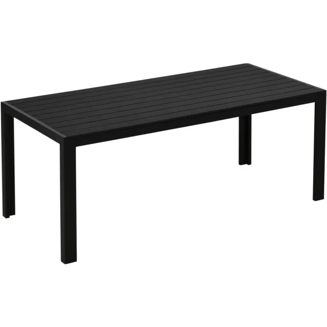 COVREO Tuintafel 190x84,5x72 cm zwart, aluminium frame en composiet blad