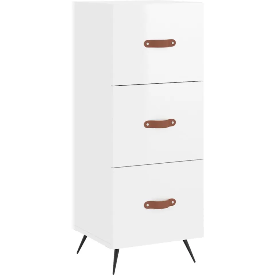 vidaXL Dressoir 34,5x34x90 cm bewerkt hout hoogglans wit, foto 3