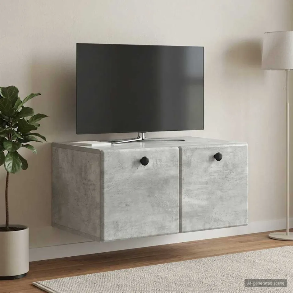 vidaXL Wandbeugel TV-kast 59,5 x 41 x 30 cm Betongrijs Bewerkt hout grijs, foto 4
