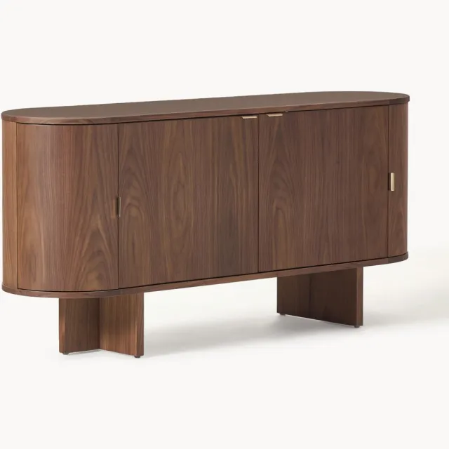 Westwing Collection Houten dressoir Zumi met afgeronde hoeken Bruin