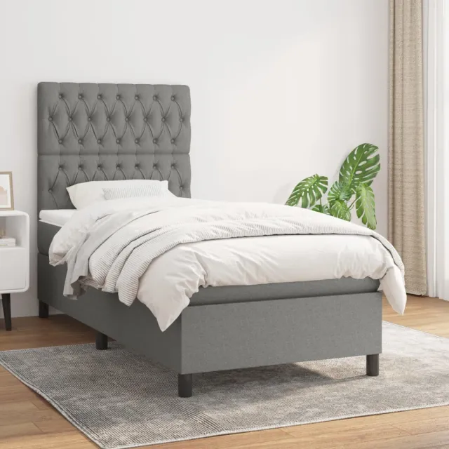 vidaXL Boxspring met matras stof donkergrijs 90x190 cm grijs