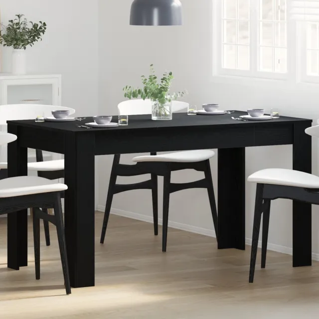 vidaXL Eettafel - Zwart - eiken - 140 - x - 74,5 - x - 76 - cm - Bewerkt - hout Zwart eiken