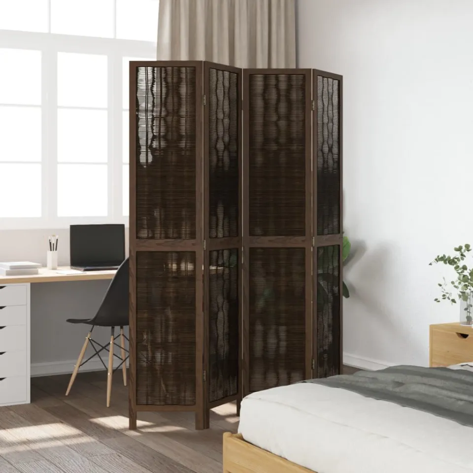 vidaXL Kamerscherm met 4 panelen massief paulowniahout donkerbruin bruin, foto 3