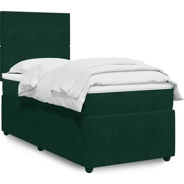 vidaXL Boxspring met matras fluweel donkergroen 80x200 cm groen