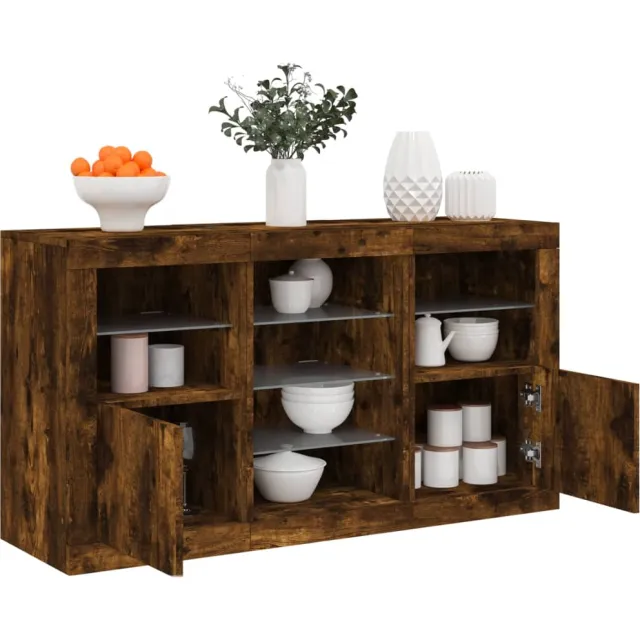 vidaXL Dressoir met LED-verlichting 123x37x67 cm gerookt eikenkleurig Bruin