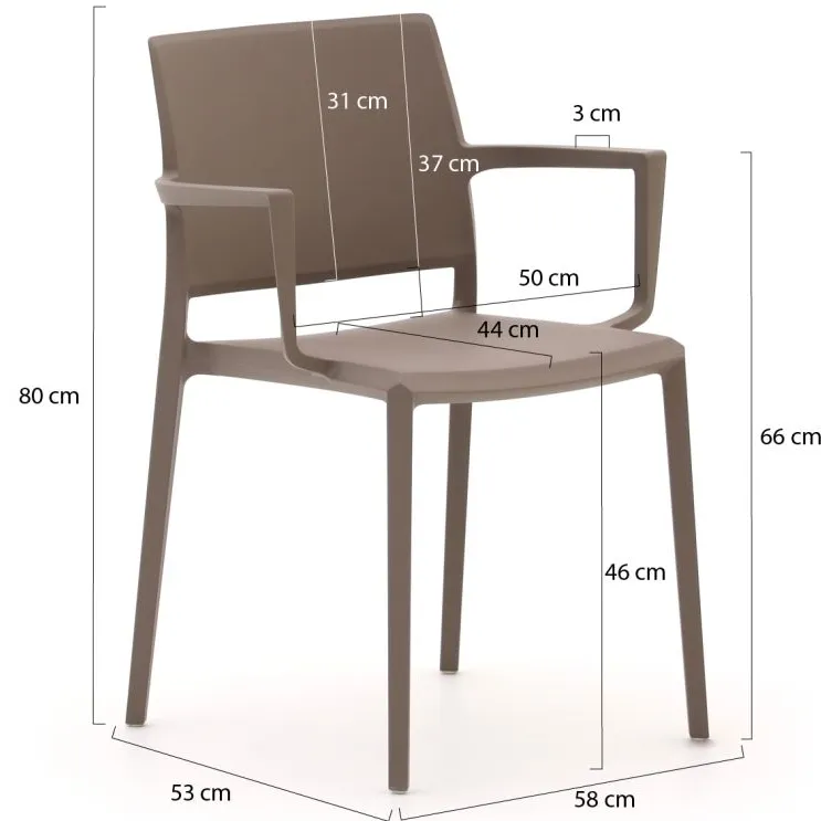 Forza Furniture Forza Sile dining tuinstoel stapelbaar taupe, foto 2