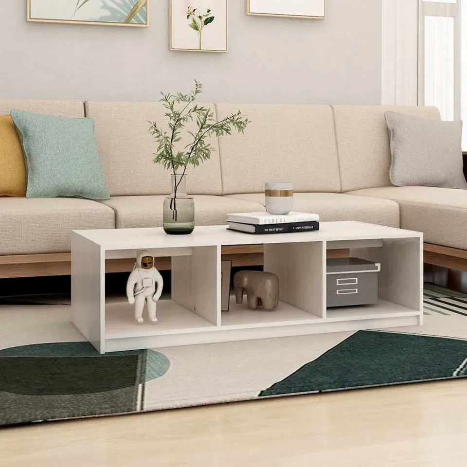 vidaXL Salontafel 110x50x34 cm massief grenenhout wit, foto 2