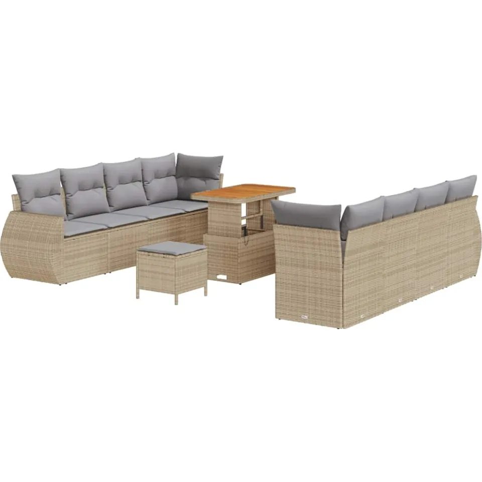 vidaXL Tuin Sofa Set 11 st Beige poly rattan
