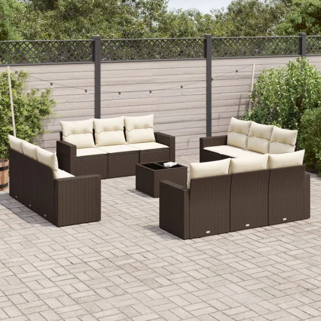 vidaXL 13-delige Loungeset met kussens poly rattan bruin, foto 2