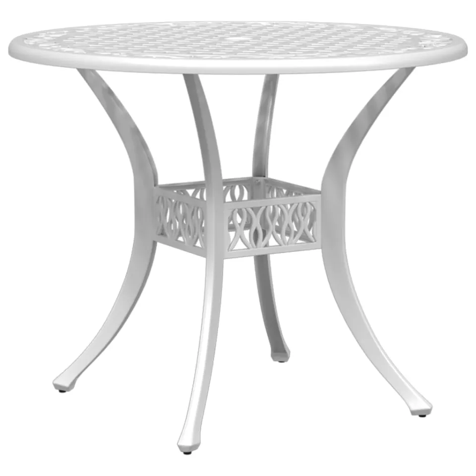 vidaXL Tuintafel Ø 90x75 cm gietaluminium wit