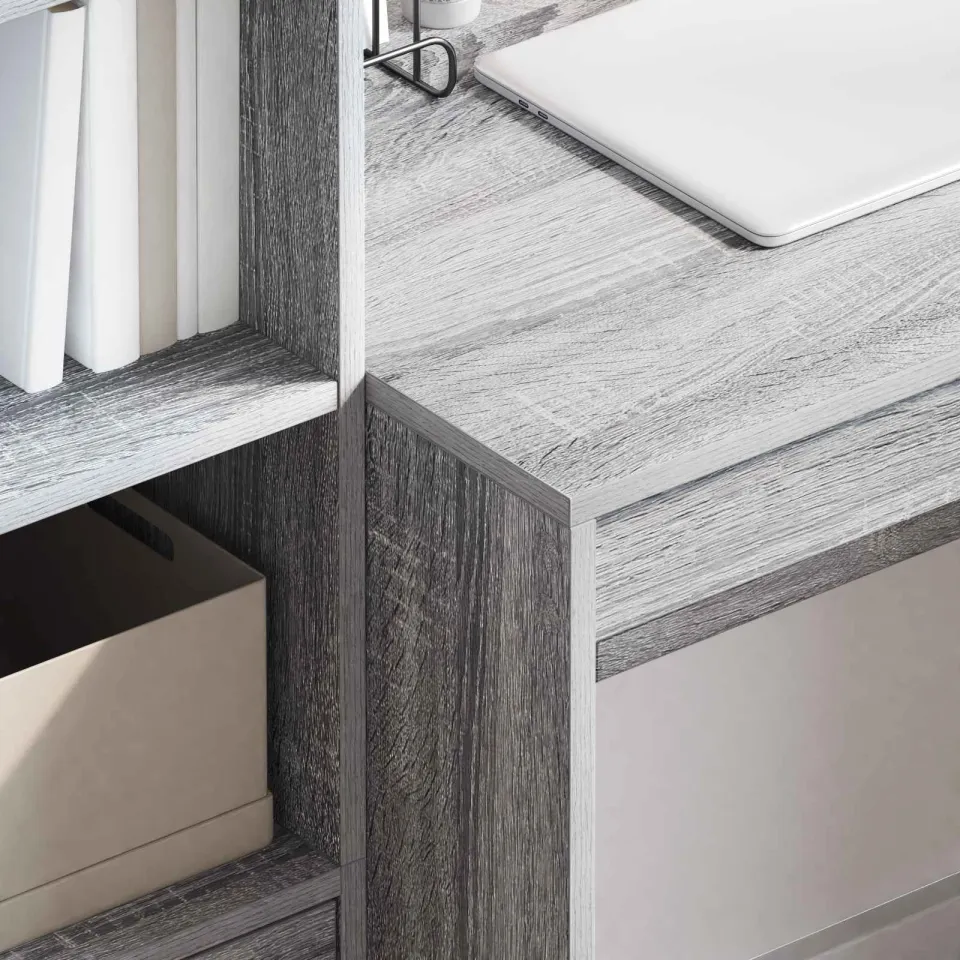 vidaXL Bureau Grijs Sonoma 145.5 x 50 x 127 cm 2 st, foto 4