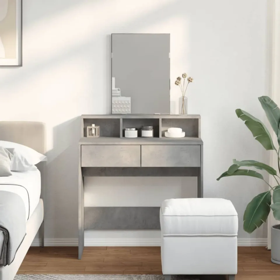 vidaXL Kaptafel met spiegel 80x41x144,5 cm betongrijs grijs, foto 2