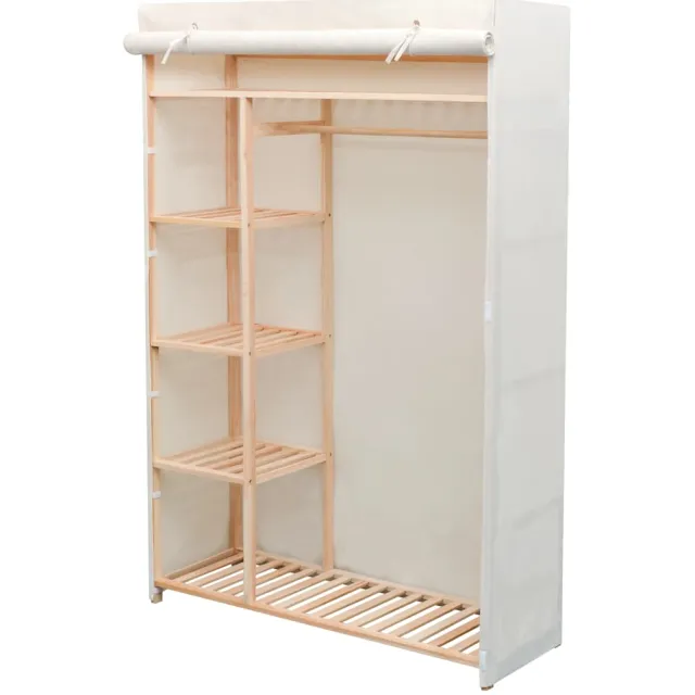 vidaXL Kledingkast stof en grenenhout 110x40x170 cm Wit