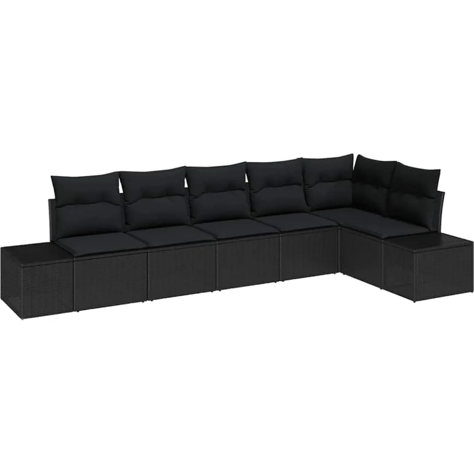 vidaXL Tuinbankenset 6 st Zwart poly rattan